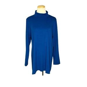 J. JILL Teal Blue Long Sleeves High Neck Tunic Top Sz LP